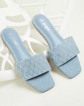 flat sandals with synthetic upper