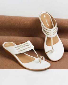 flat sandals with synthetic upper