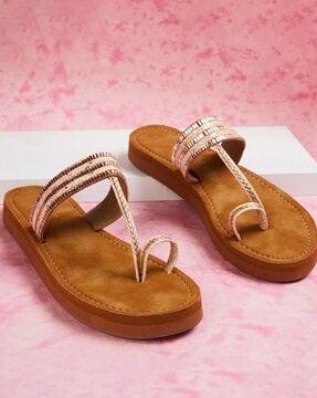 flat sandals with synthetic upper