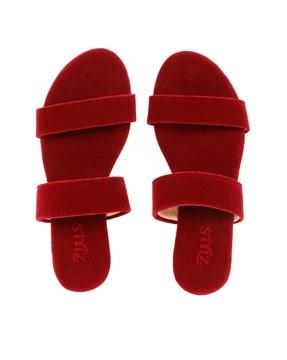 flat sandals with velvet upper