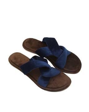 flat sandals with velvet upper