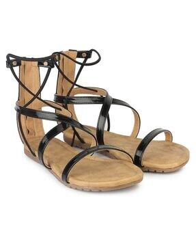 flat sandals with zip fastening