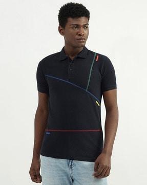 flatlock detailed pique polo t-shirt