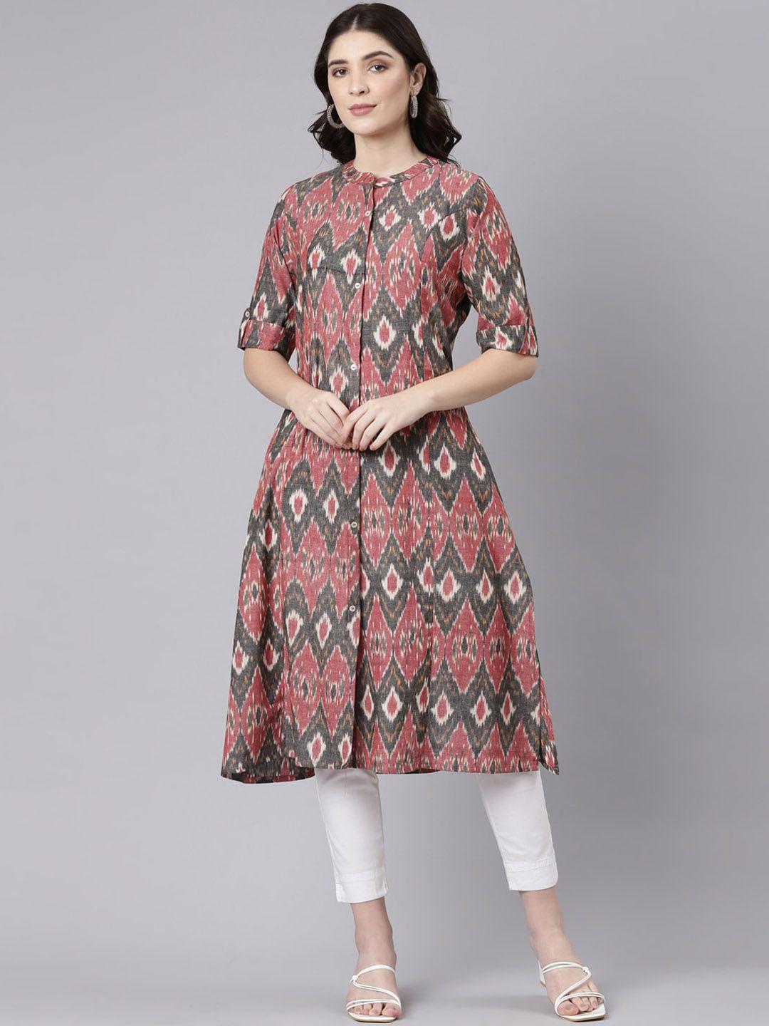 flavido ethnic motifs printed a-line pure cotton kurta