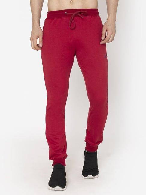 flawless red cotton regular fit joggers pants