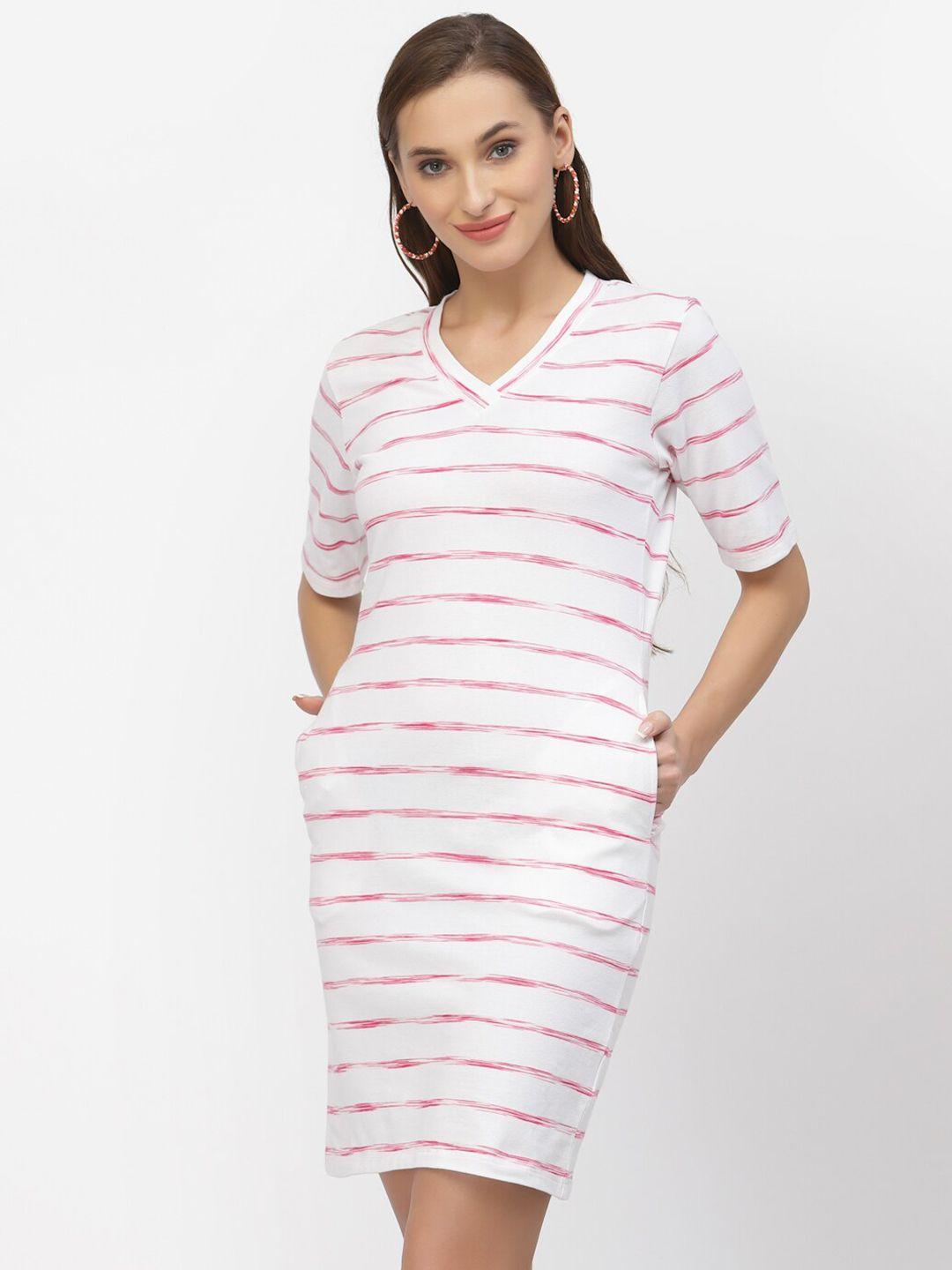 flawless striped v-neck cotton t-shirt dress