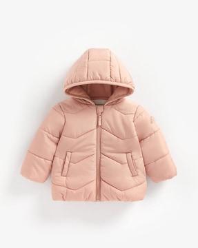 fleece-lined hooded puffer jacket