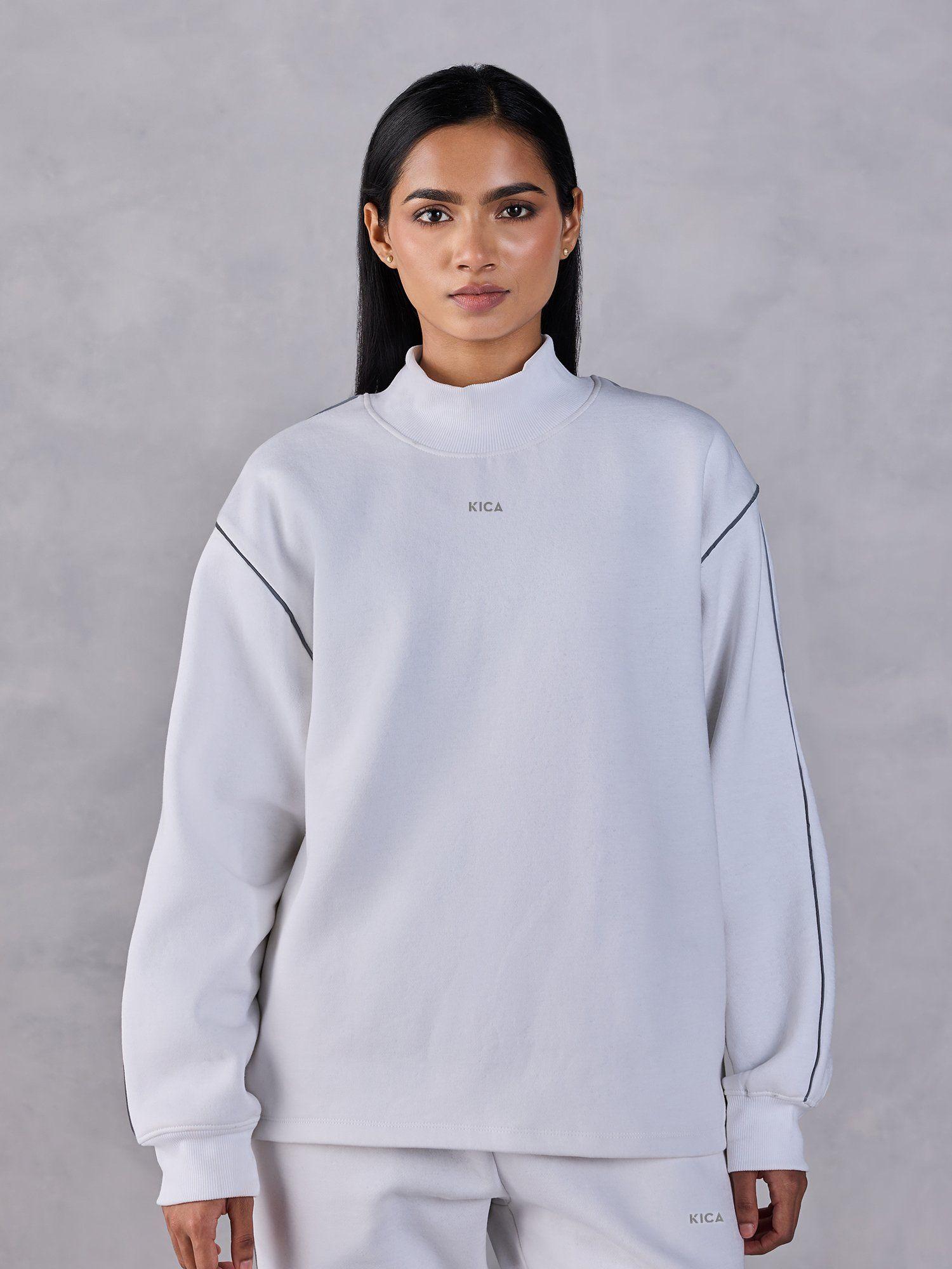 fleece oversized sweatshirt with contrast piping for everyday