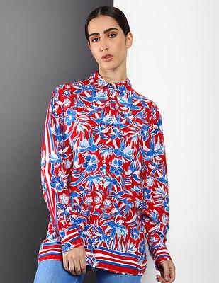 fleur recycled polyester floral print shirt