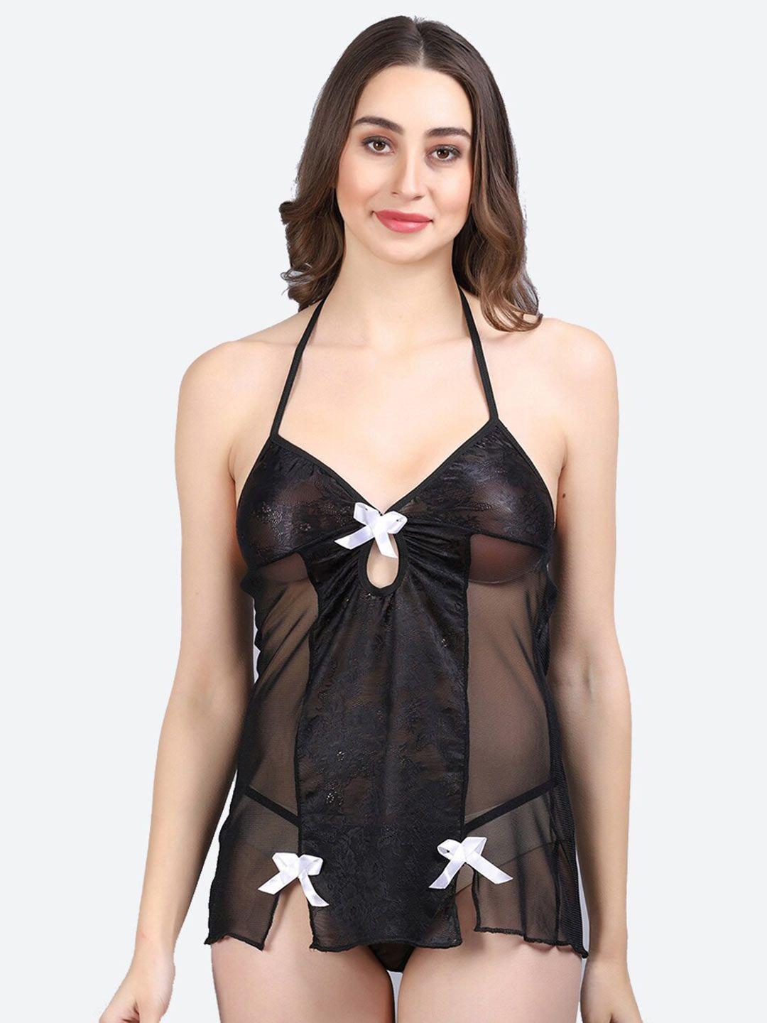 fleurt black & white halter neck baby doll