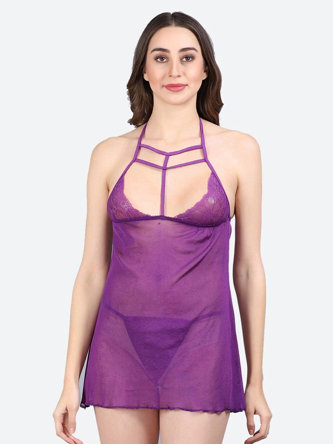 fleurt purple halter neck baby doll