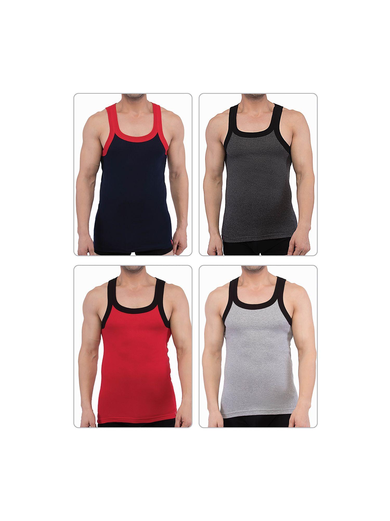 flex mens cotton vest- assorted colors (pack of 4)