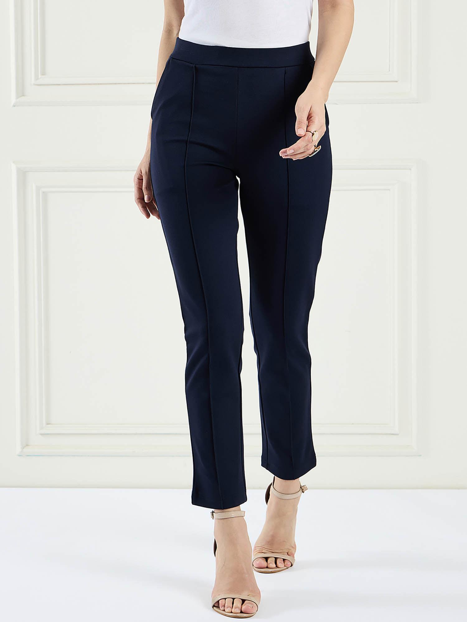 flex fit straight fit crop blue pant