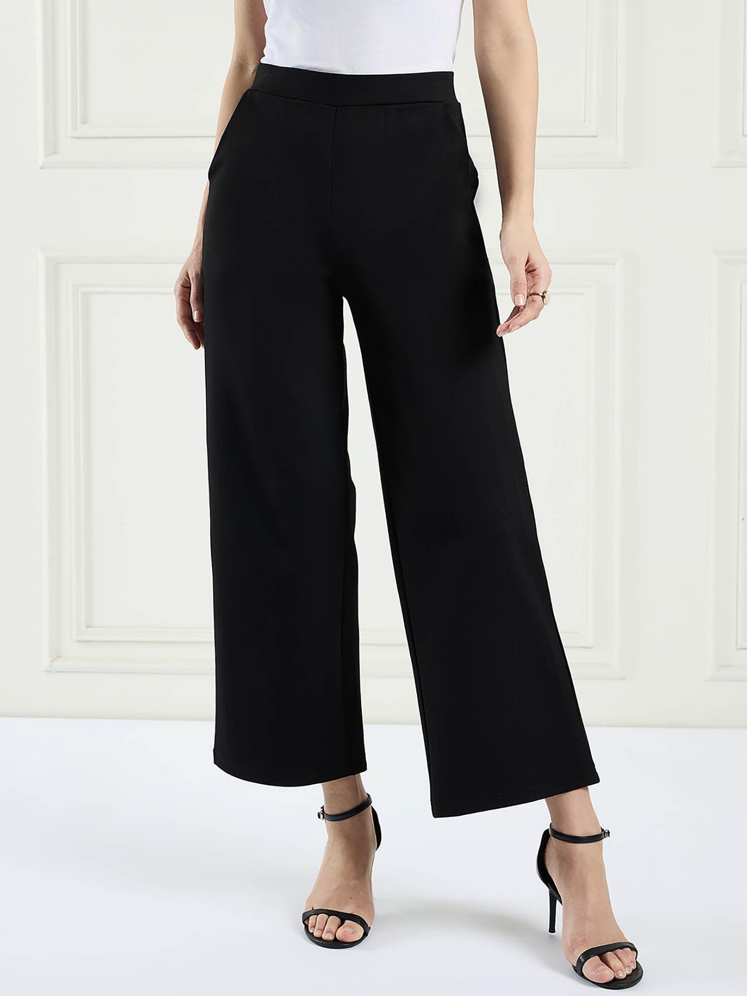 flex fit wide leg black pant