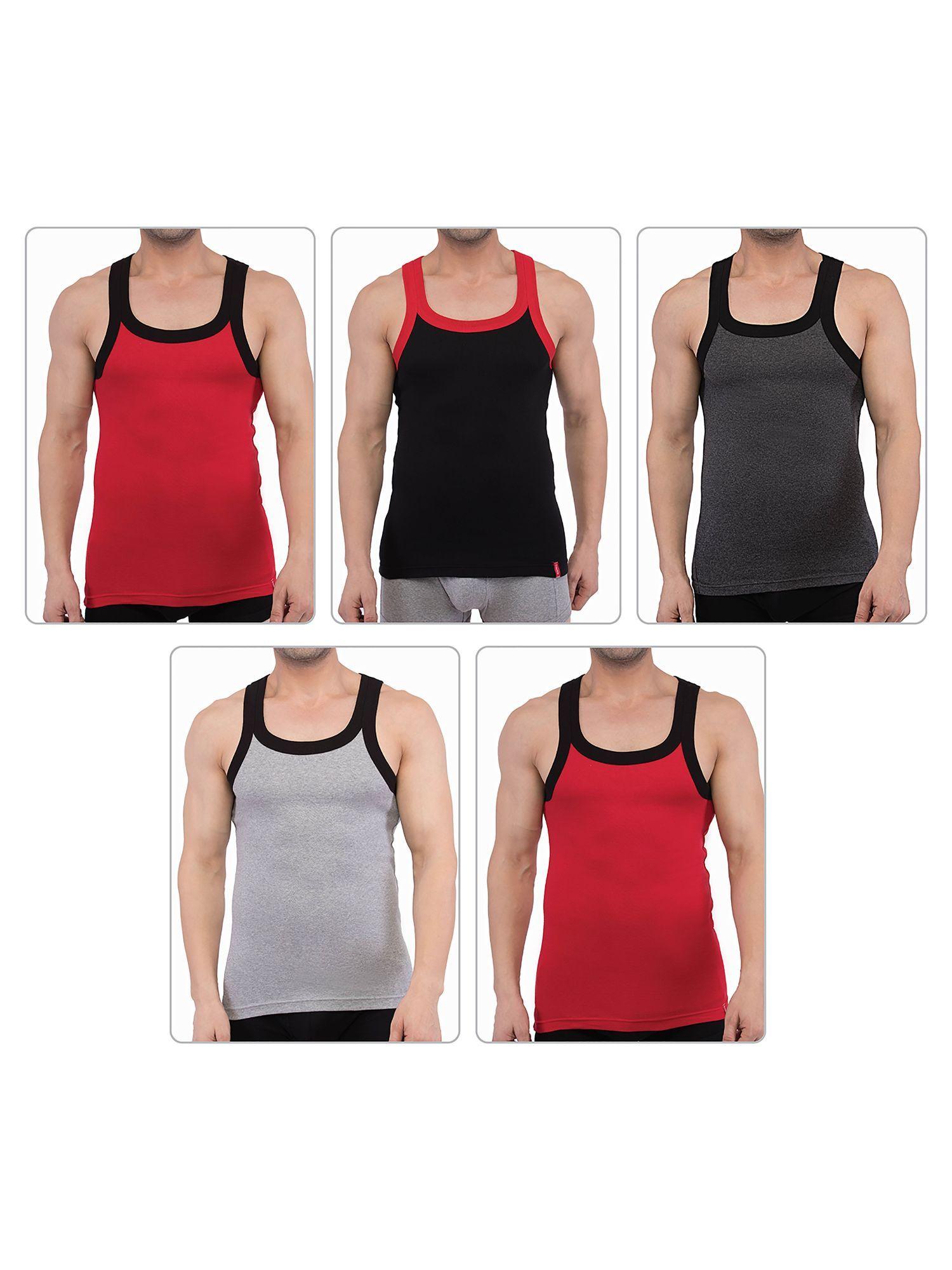 flex mens cotton vest- assorted colors (pack of 5)