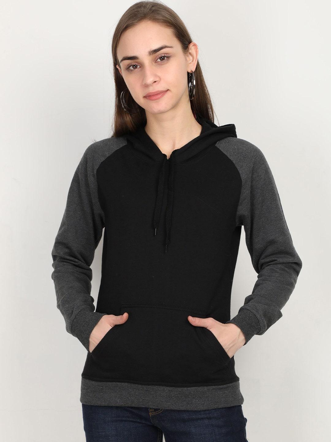 fleximaa women black hooded sweatshirt