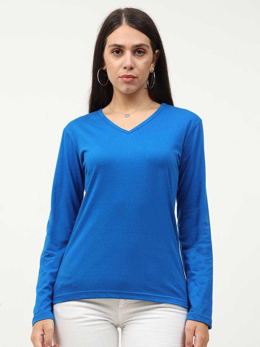 fleximaa women blue v-neck t-shirt