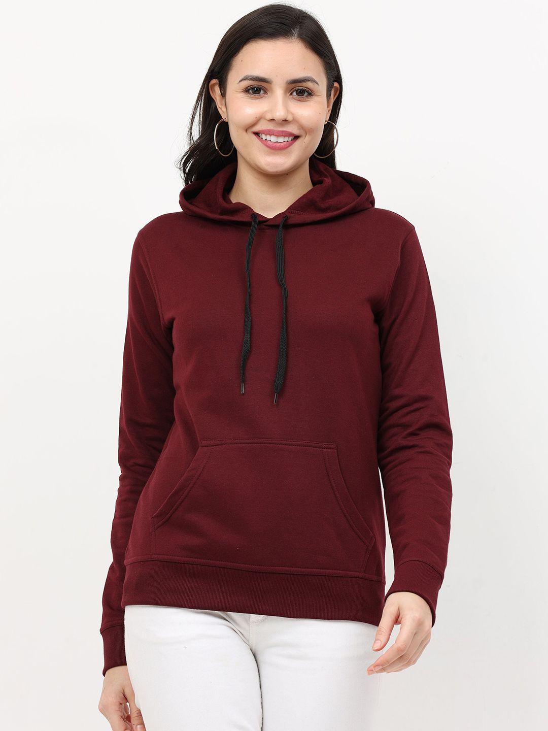 fleximaa women maroon hooded sweatshirt
