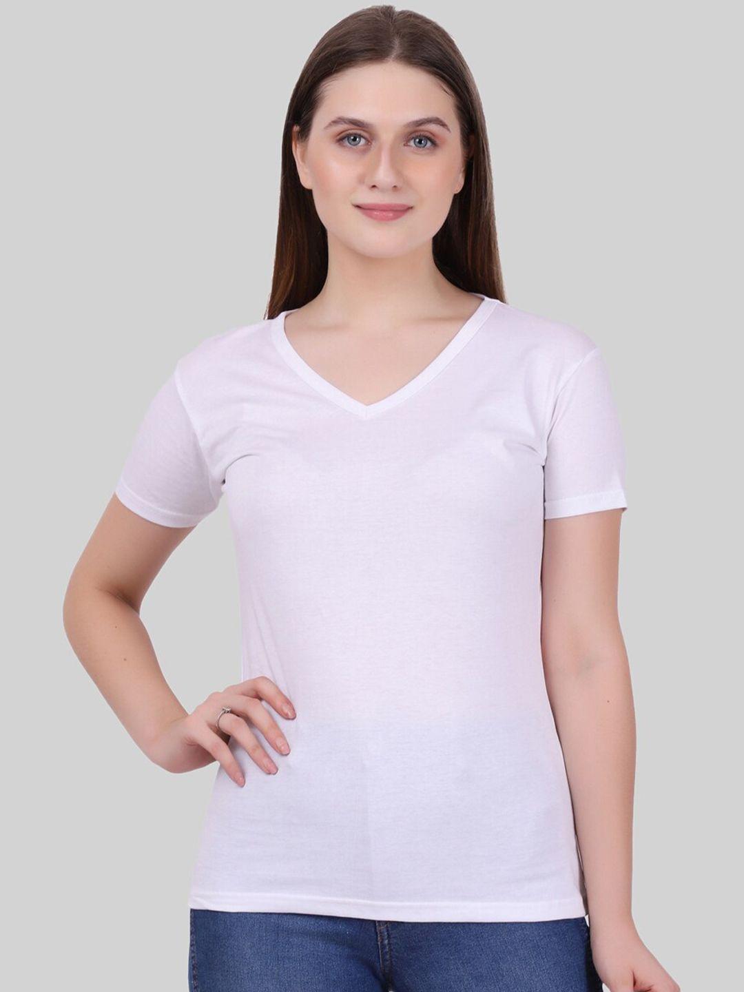 fleximaa women white v-neck t-shirt