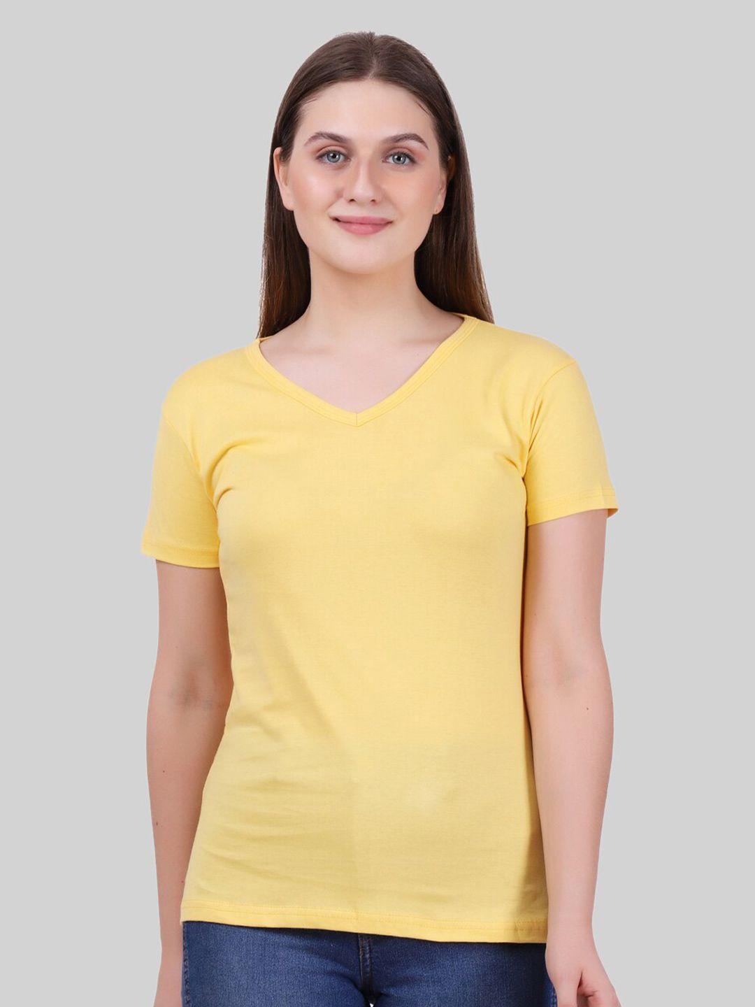 fleximaa women yellow v-neck t-shirt