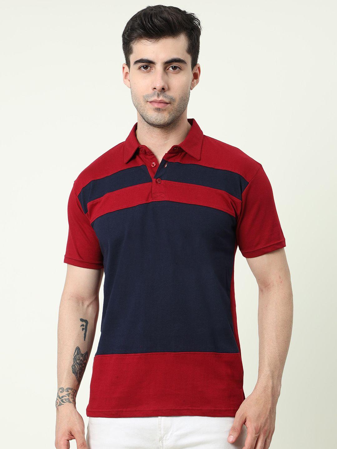 fleximaa colourblocked polo collar short sleeves cotton t-shirt