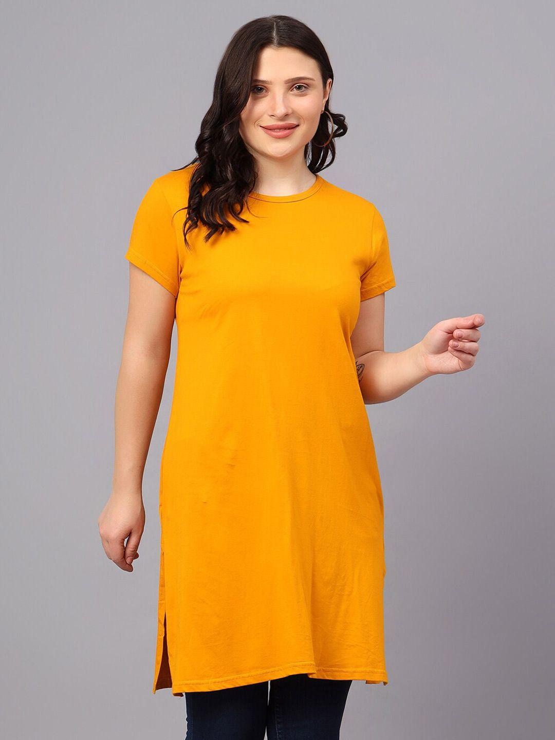 fleximaa cotton round neck half sleeves opaque maxi longline top