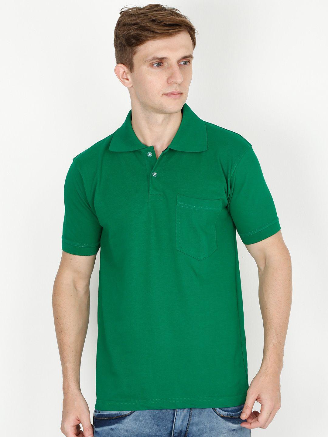 fleximaa men green polo collar t-shirt