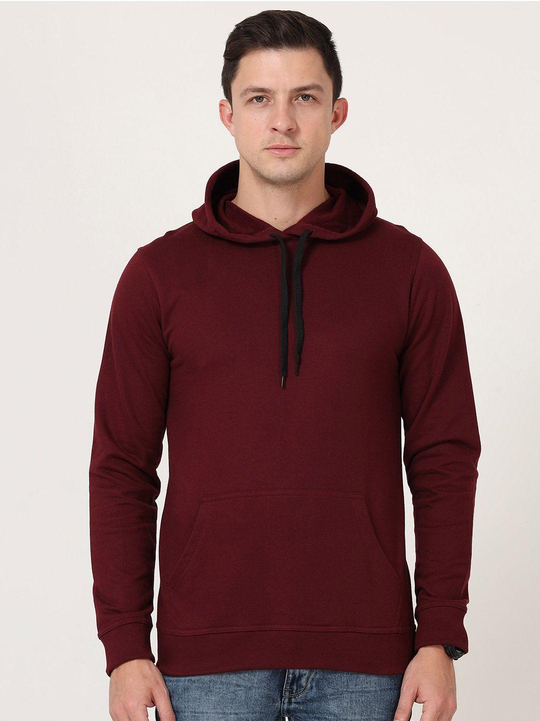 fleximaa men maroon hooded sweatshirt