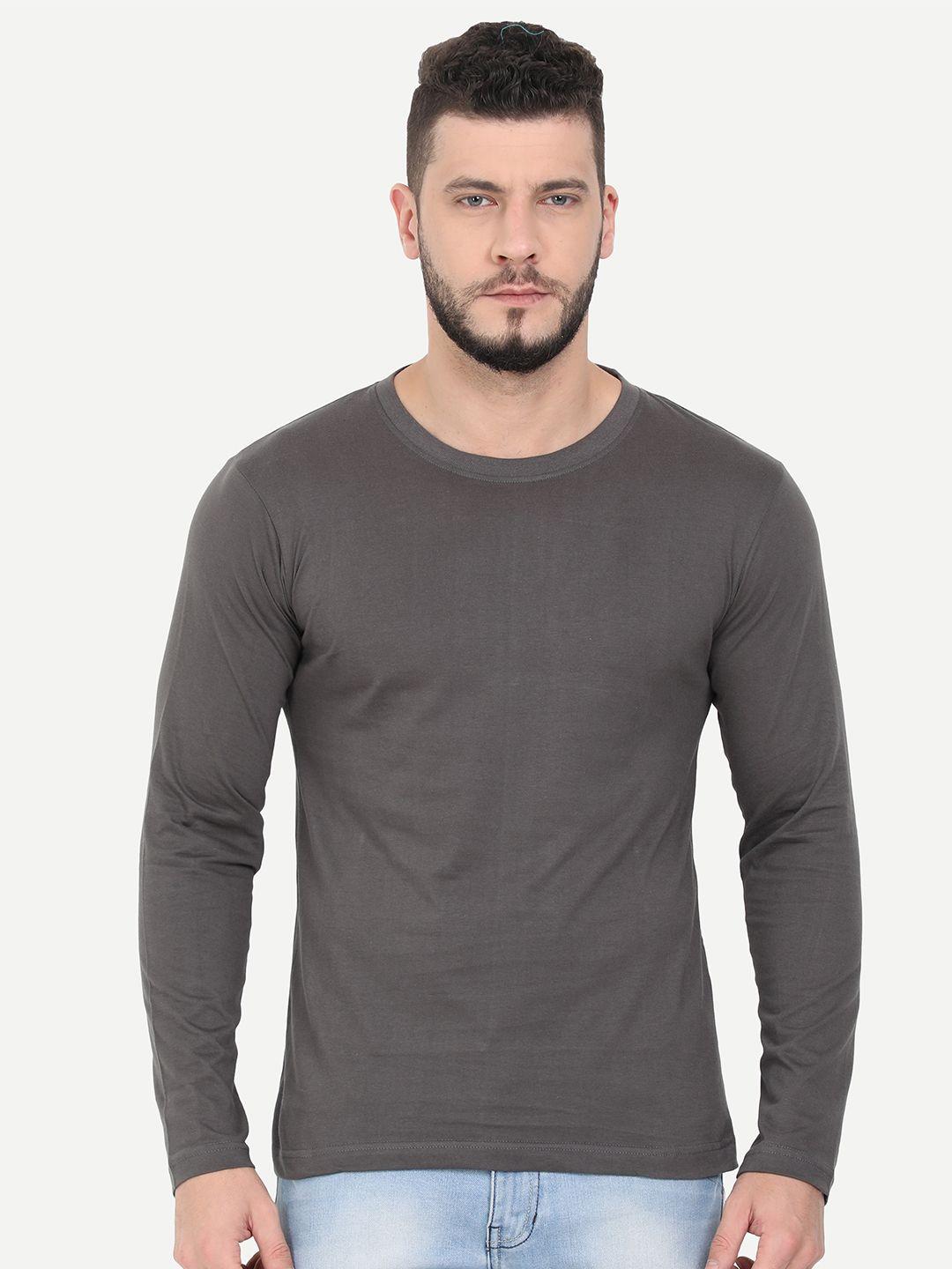 fleximaa men steel solid round neck long sleeves t-shirt