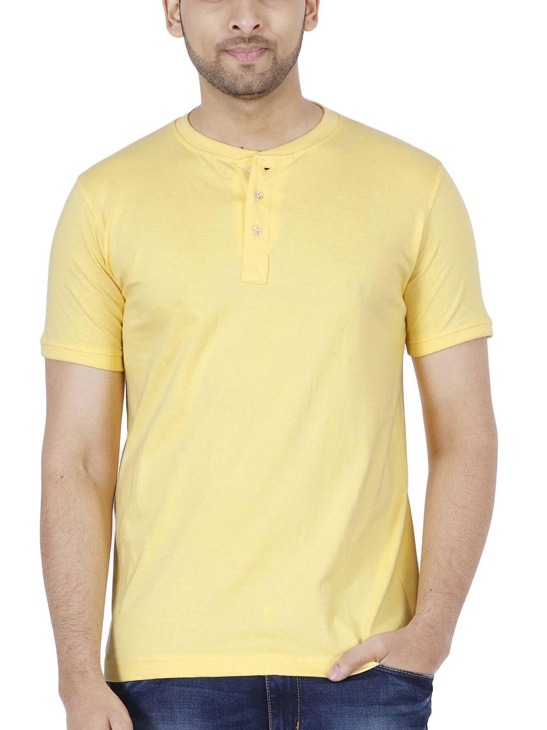 fleximaa men yellow henley neck t-shirt
