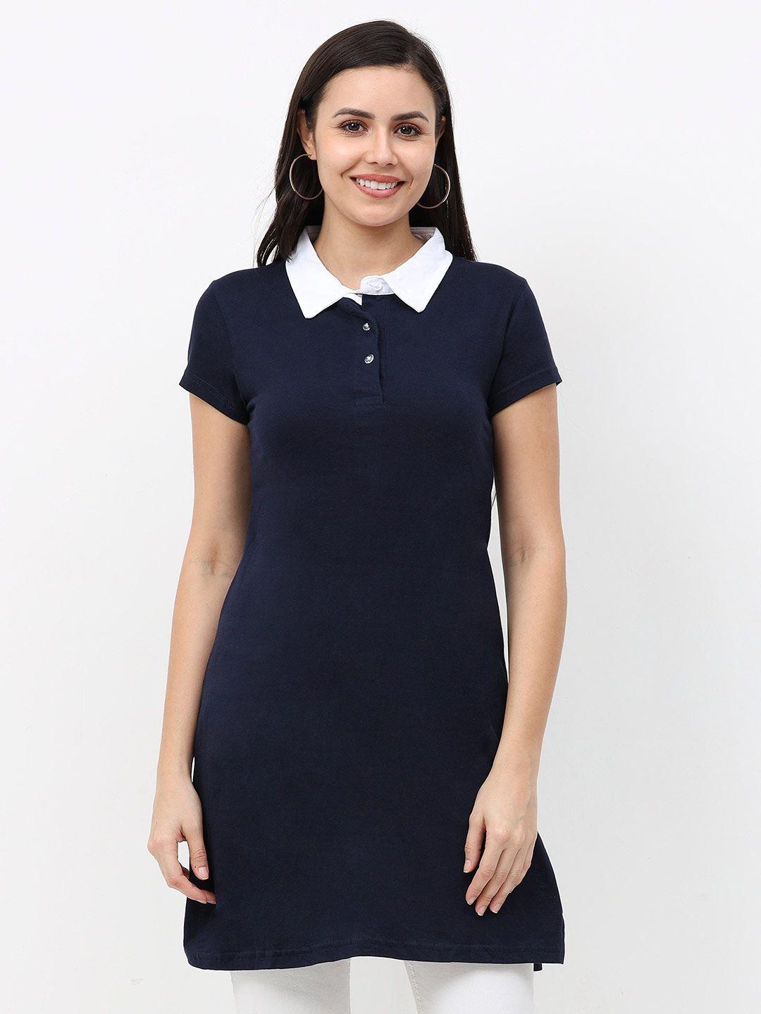 fleximaa navy blue shirt style longline top