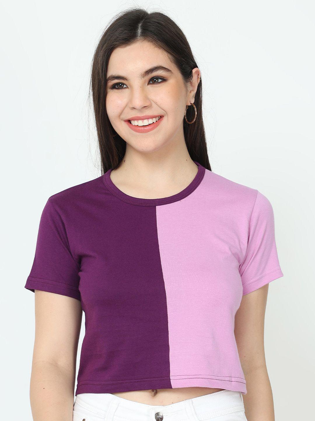 fleximaa round neck pure cotton crop top