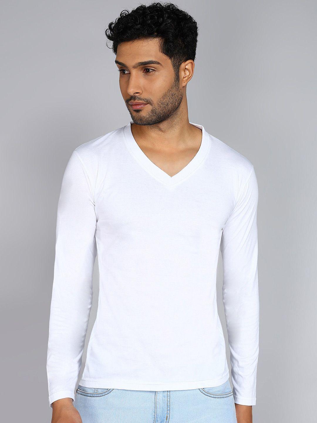 fleximaa v-neck long sleeves pure cotton t-shirt
