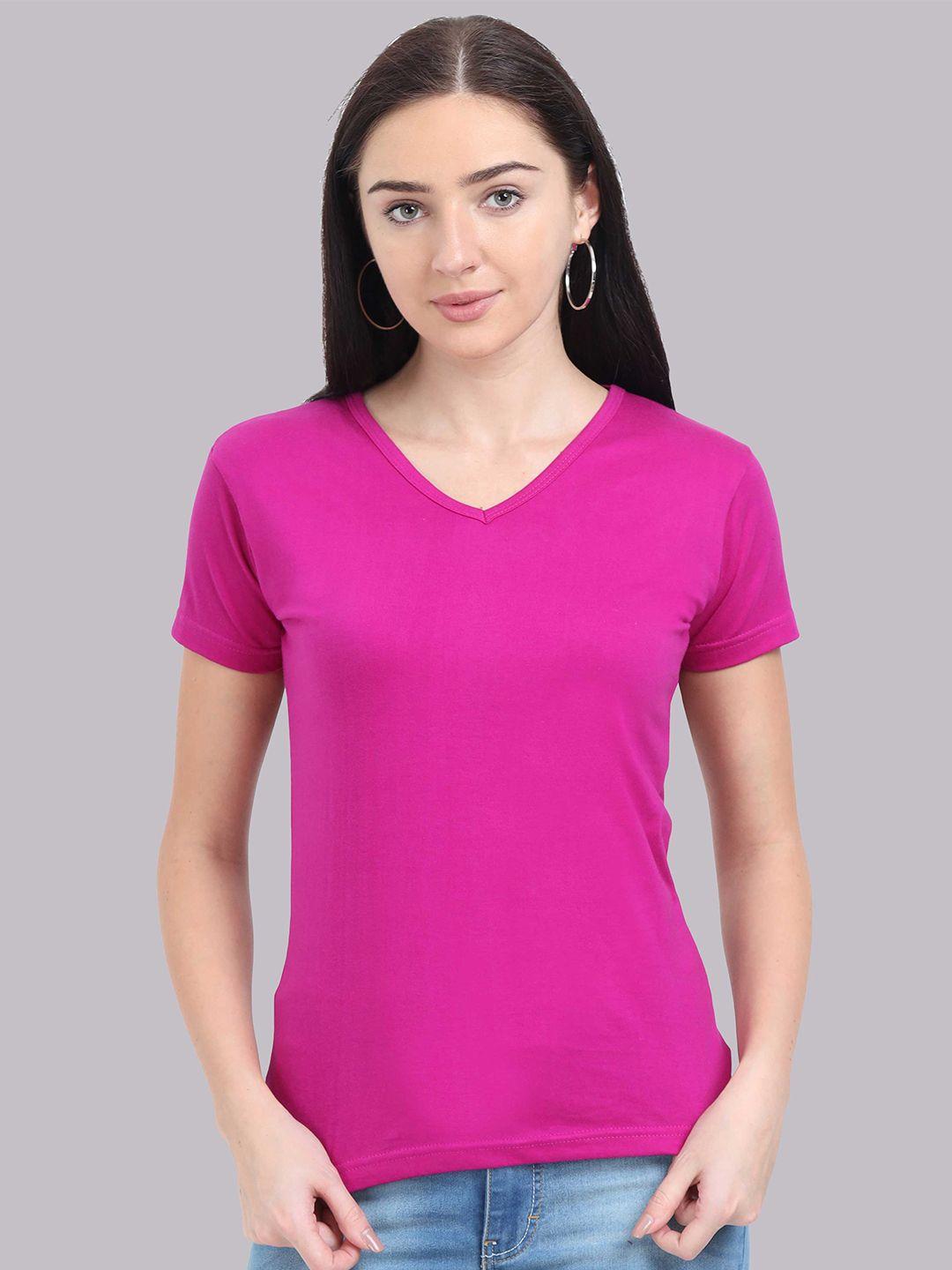 fleximaa women magenta v-neck t-shirt