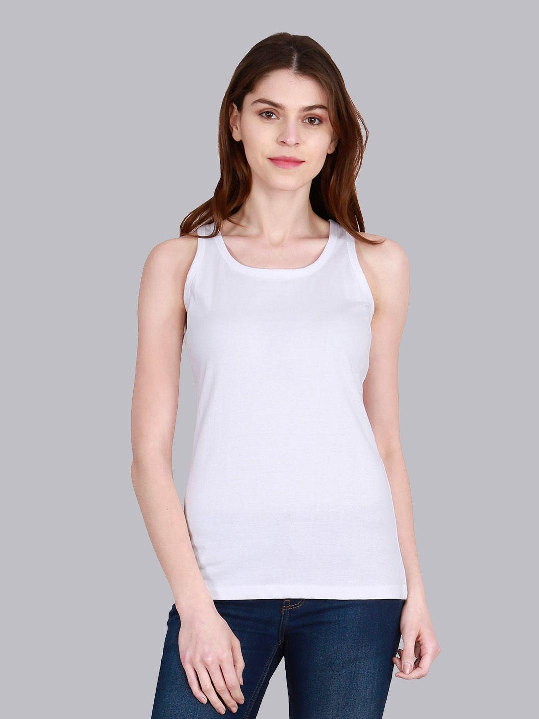 fleximaa women white solid t-shirt