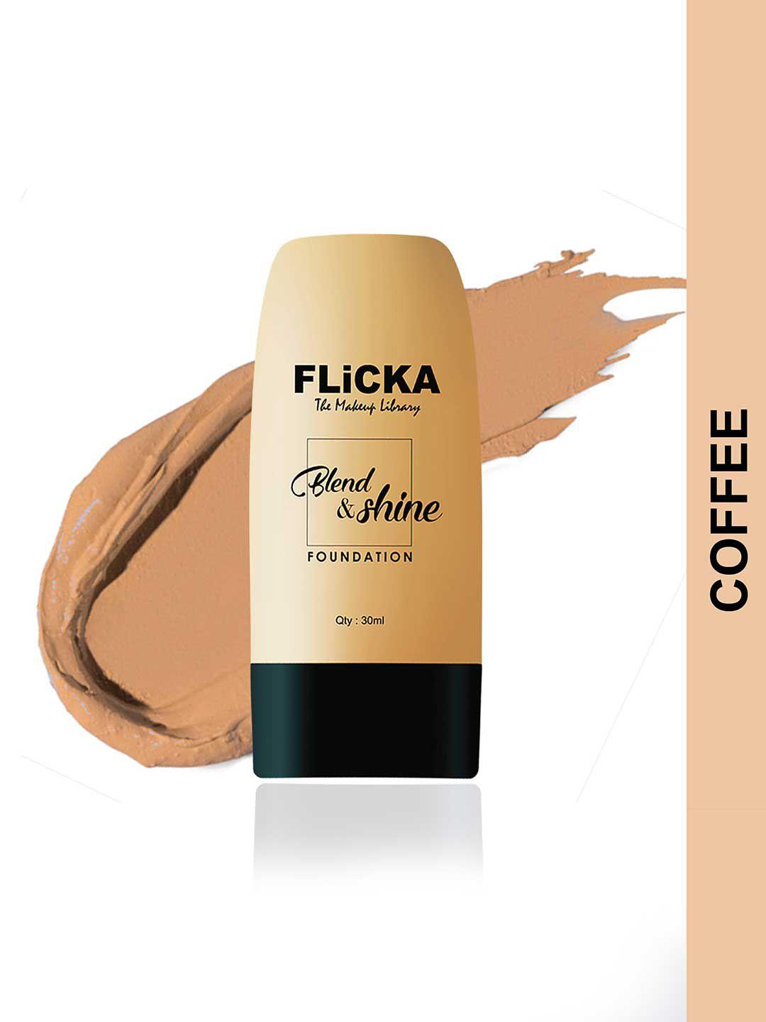flicka blend & shine long-lasting liquid foundation with vitamin e 30 ml - coffee 05