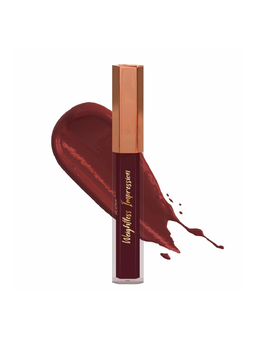 flicka maroon weightless impression matte liquid 08 august lipstick 1.6ml
