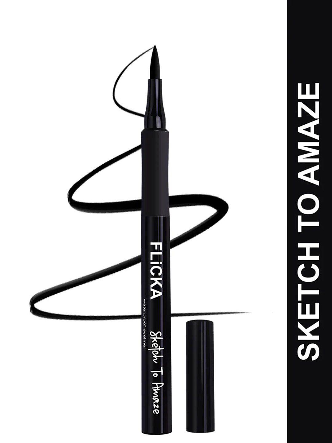 flicka sketch to amaze waterproof & long lasting smudge proof pen eyeliner 1.5g- black