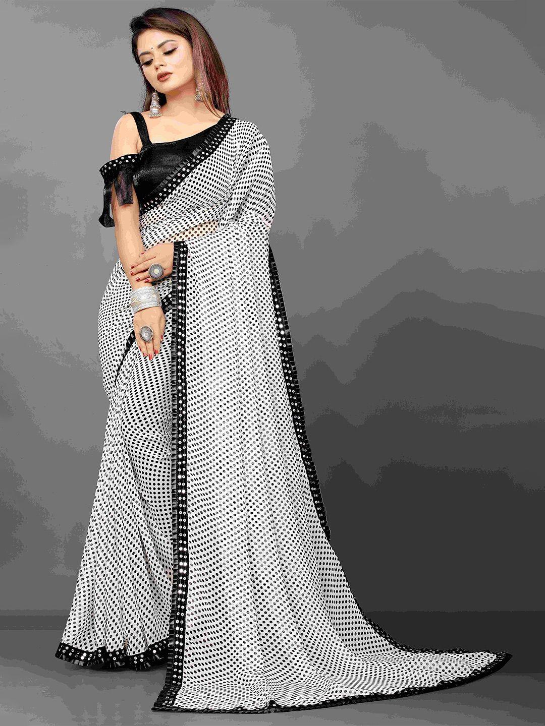 flip the style polka dot embellished sequinned saree