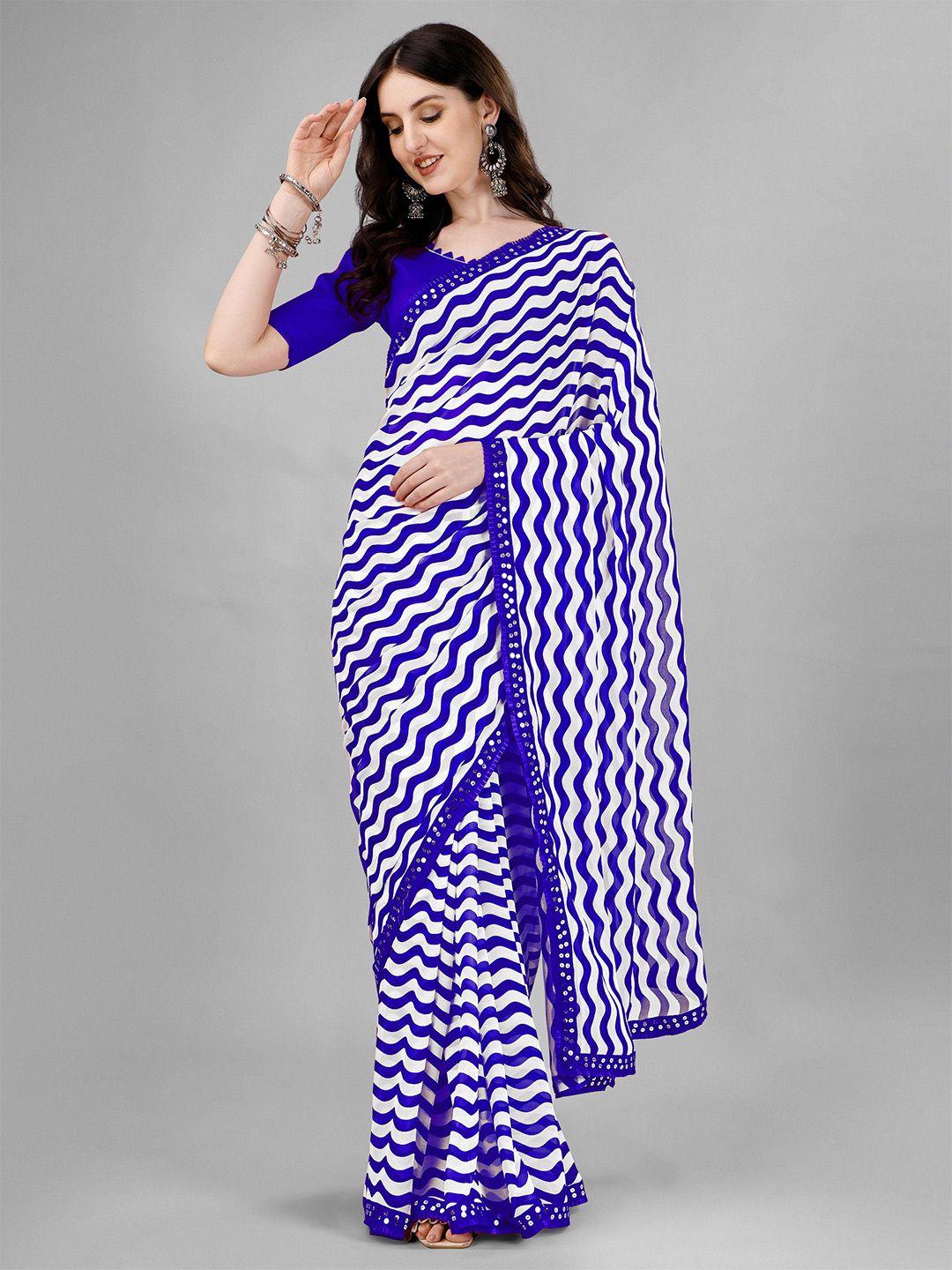 flip the style striped sequinned pure georgette leheriya saree