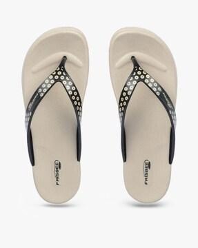 flip-flops with printed thong-strap