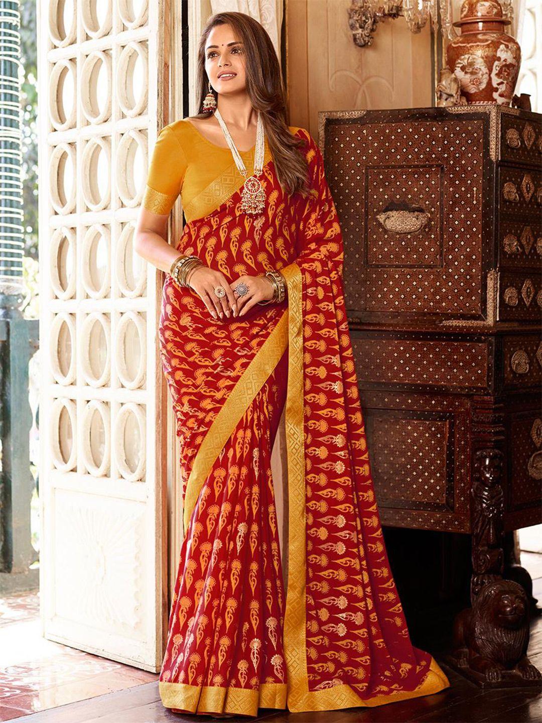 flip the style ethnic motifs woven design zari leheriya saree