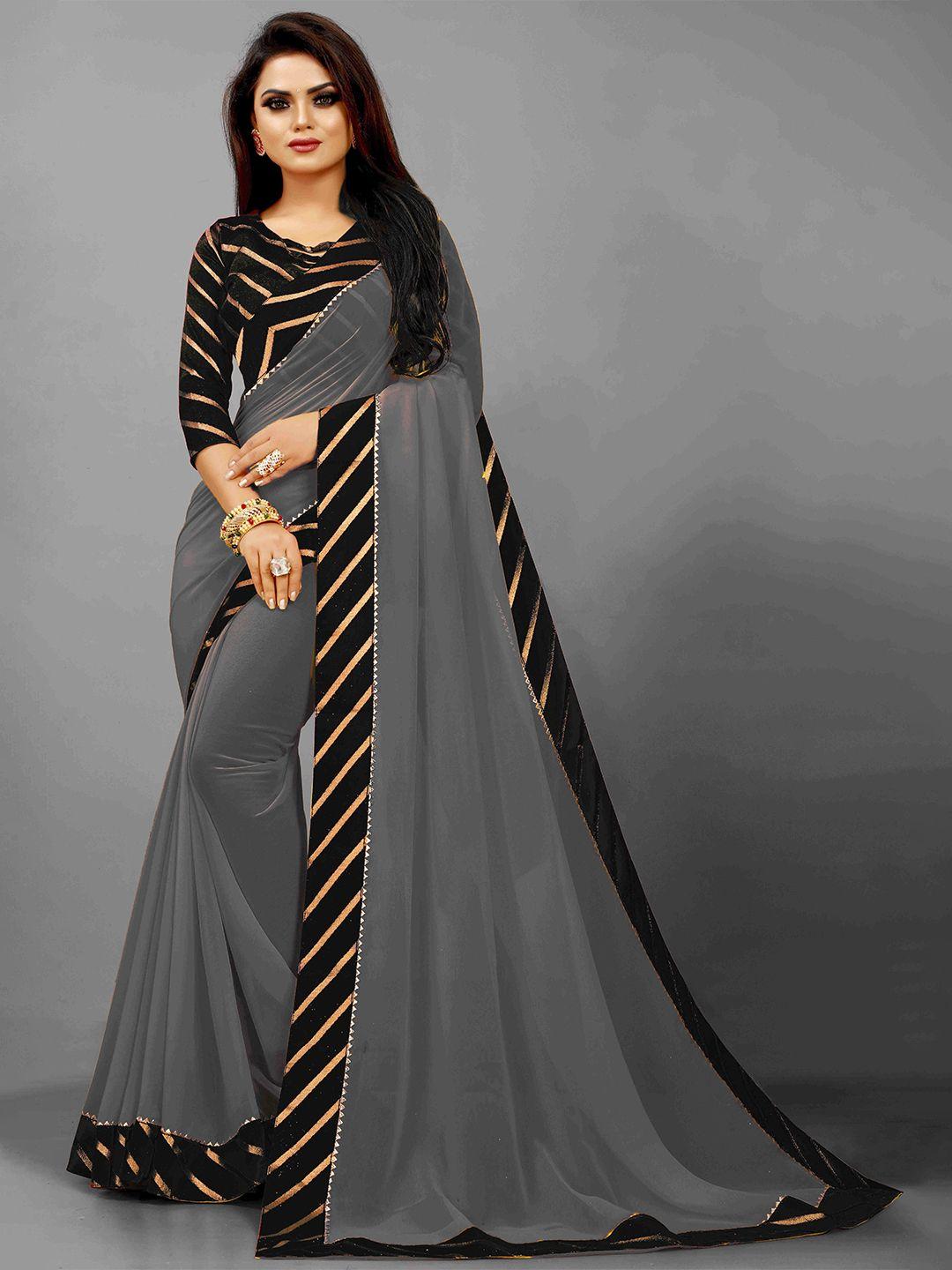 flip the style striped embellished gotta patti bhagalpuri  saree