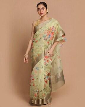 floarl print banarasi saree