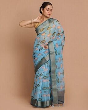 floarl print banarasi saree