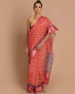 floarl print banarasi saree