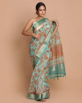 floarl print banarasi saree