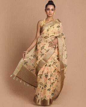 floarl print banarasi saree