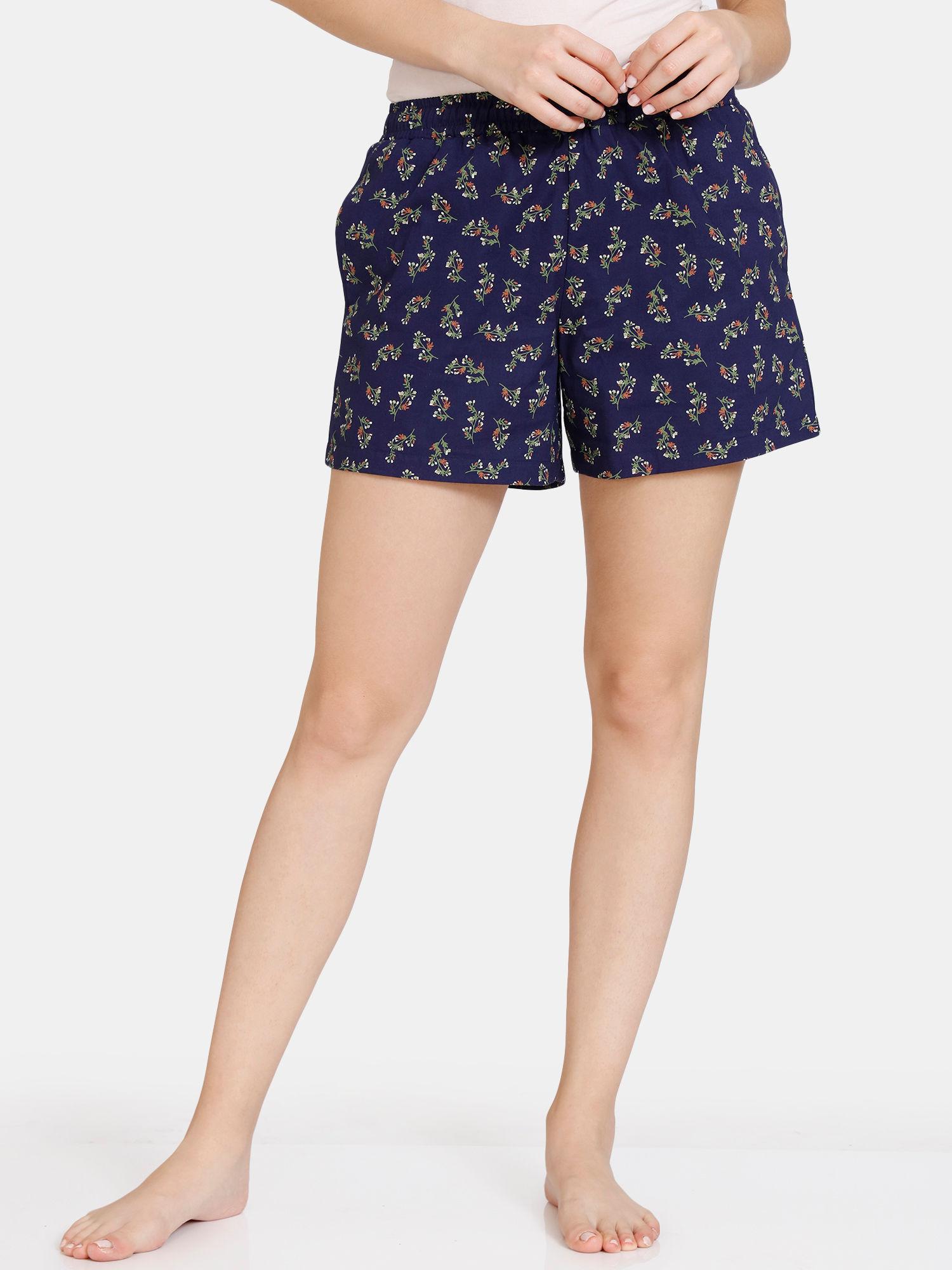 floating florals woven shorts - medieval blue