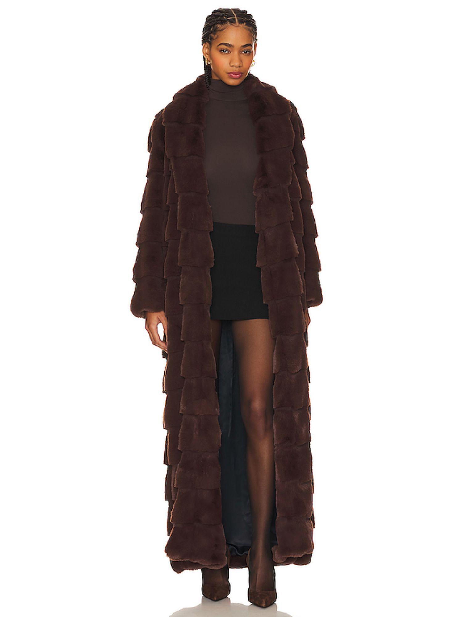 floor length faux fur coat